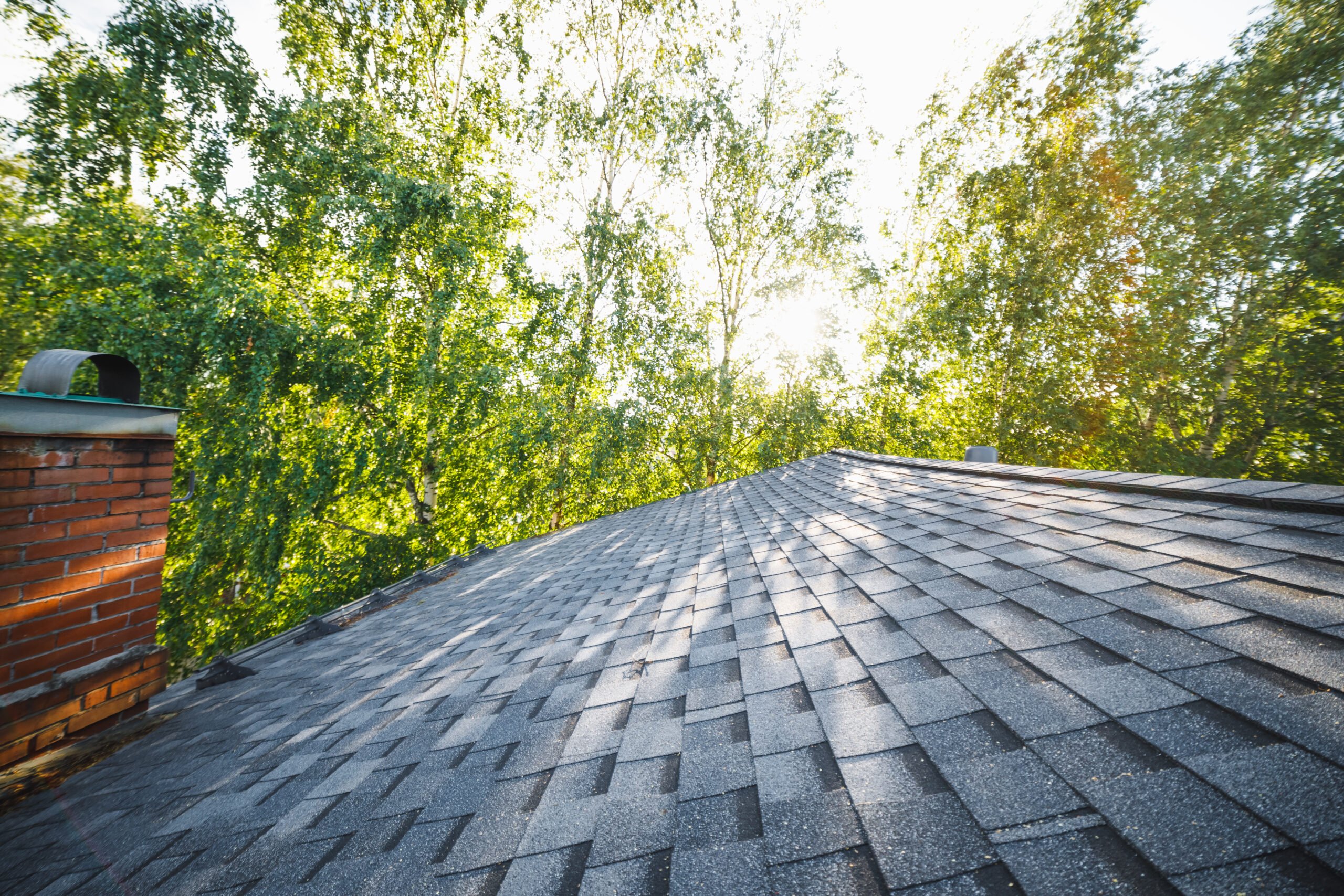 closeup of new roof installed at reasonable cost