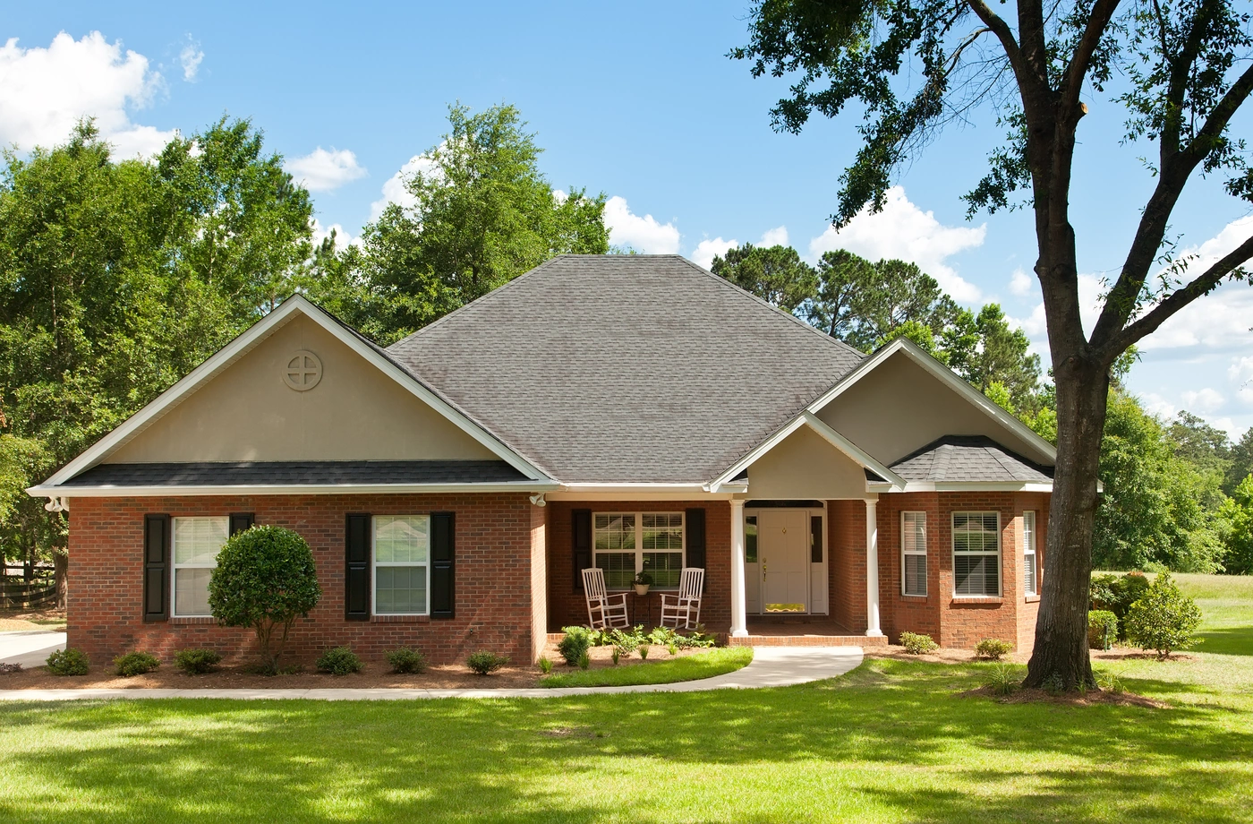 New roof replacement in Eagleville - brick home with shingle roof installation